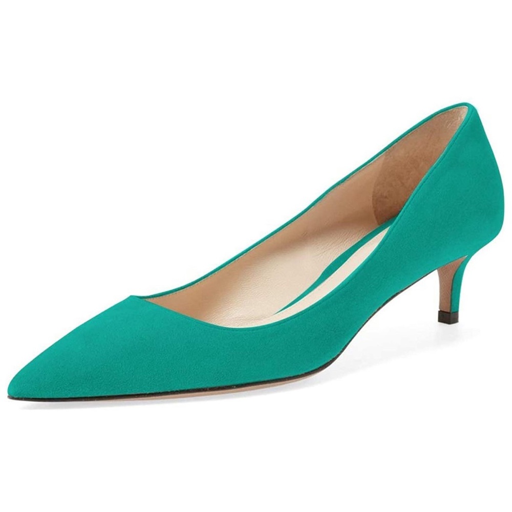 YDN Women Low Kitten Pointed Toe Dress Shoes